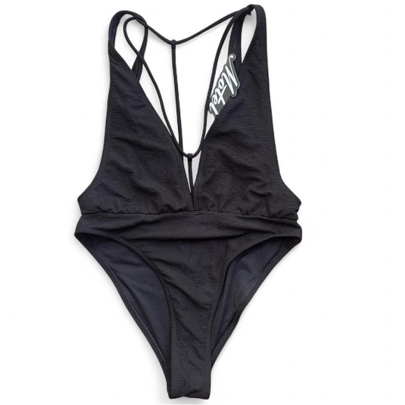 Motel Rocks Other - Deep Plunge Modern Minimalist Motel Rocks Black One Piece Swimsuit